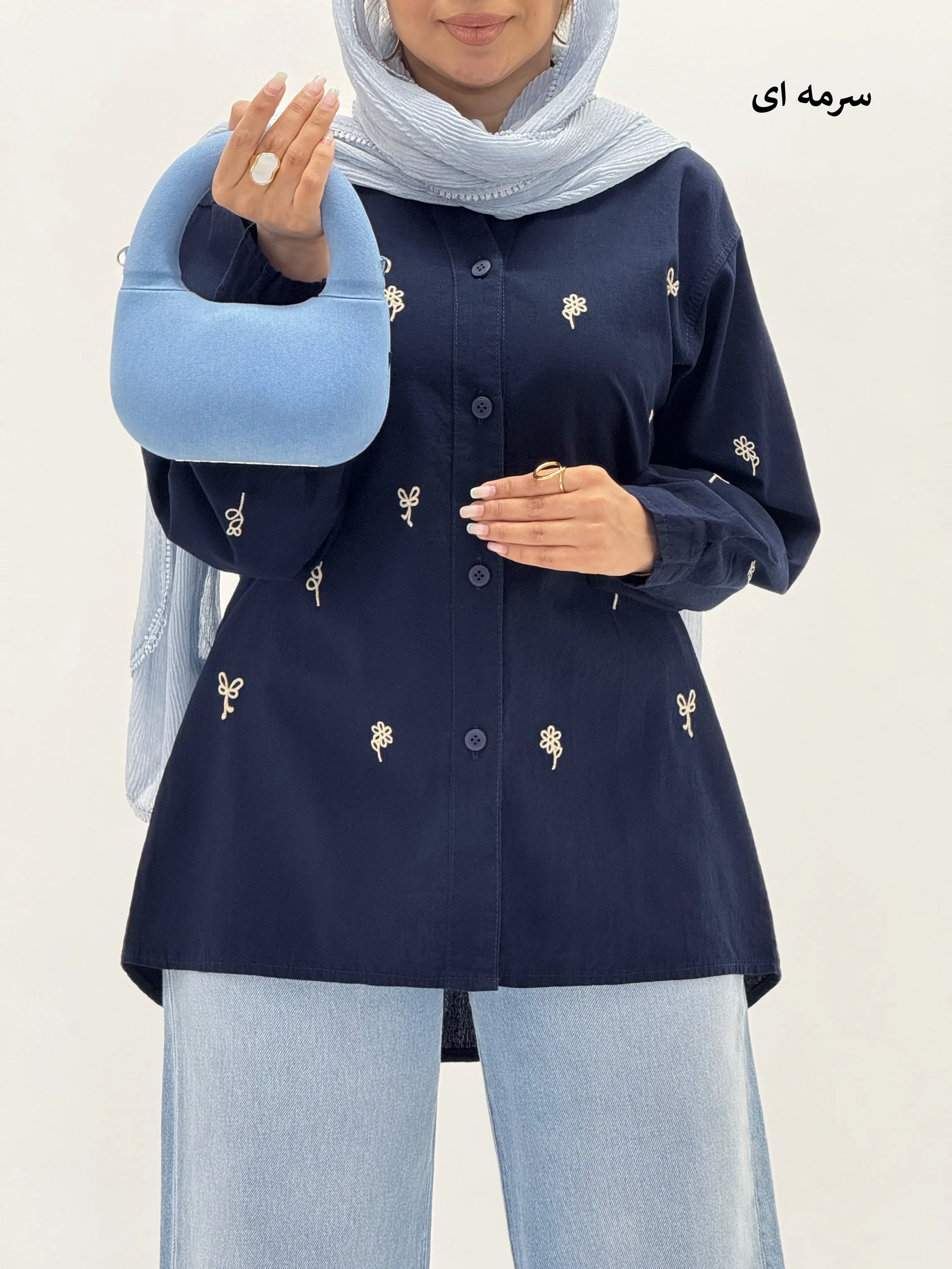 4571-شومیز لینن گلدوزی مایرا